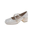 Square Toe Casual Brief Strap Block Heels